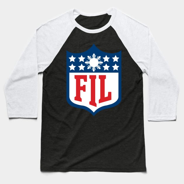 FIL Filipino NFL Crest Logo by AiReal Apparel Baseball T-Shirt by airealapparel